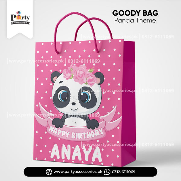 Panda Girl Theme Customized Favor/Goody Bags for Birthday Party Decorationa