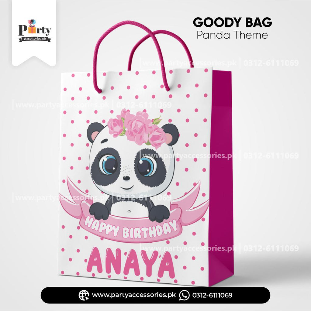 Customized Favor/Goody Bags for Birthday Party Decoration in Panda Girl Theme 
