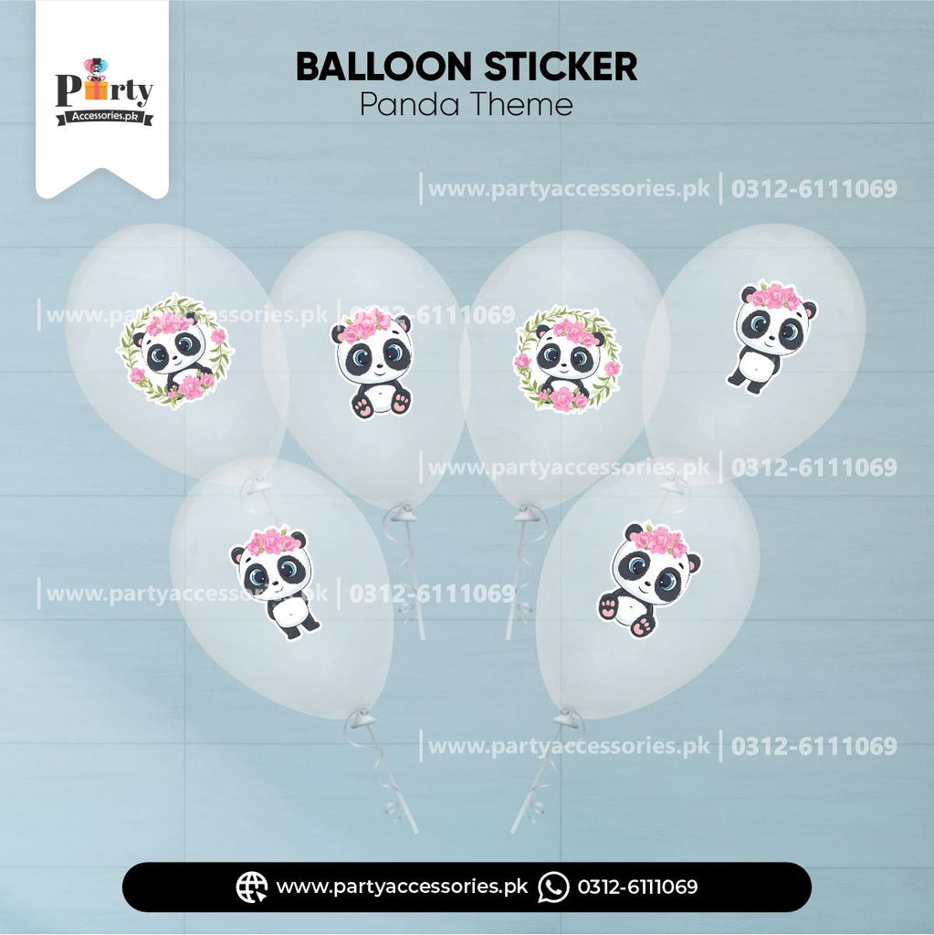 Panda Girl Theme Transparent Balloons with Stickers for Birthday Party Decoration (Pack of 6)