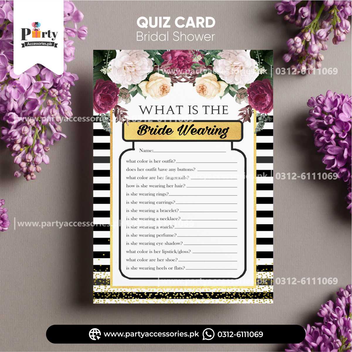 customized bridal shower theme secret question cards 