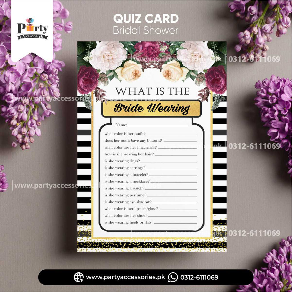 customized bridal shower theme secret question cards 