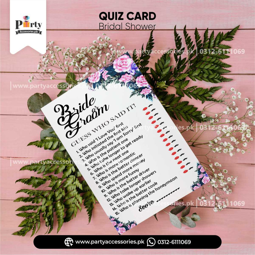 bridal shower quiz cards 