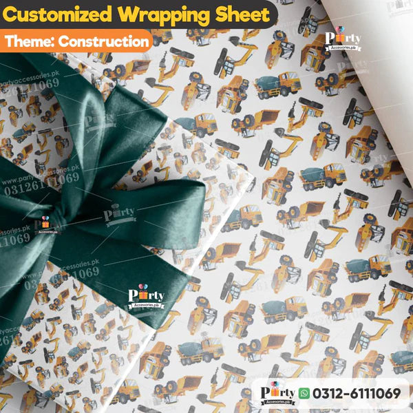 construction theme gift wrap