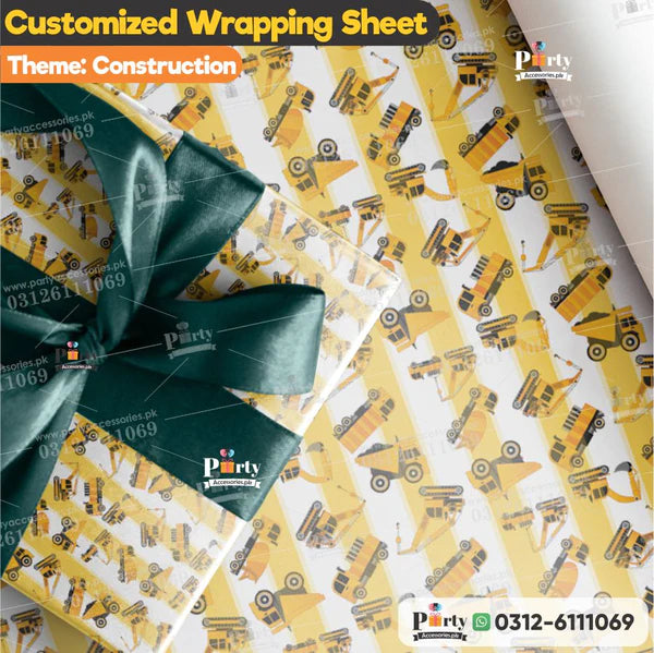 construction theme customized gift wrapping sheets'