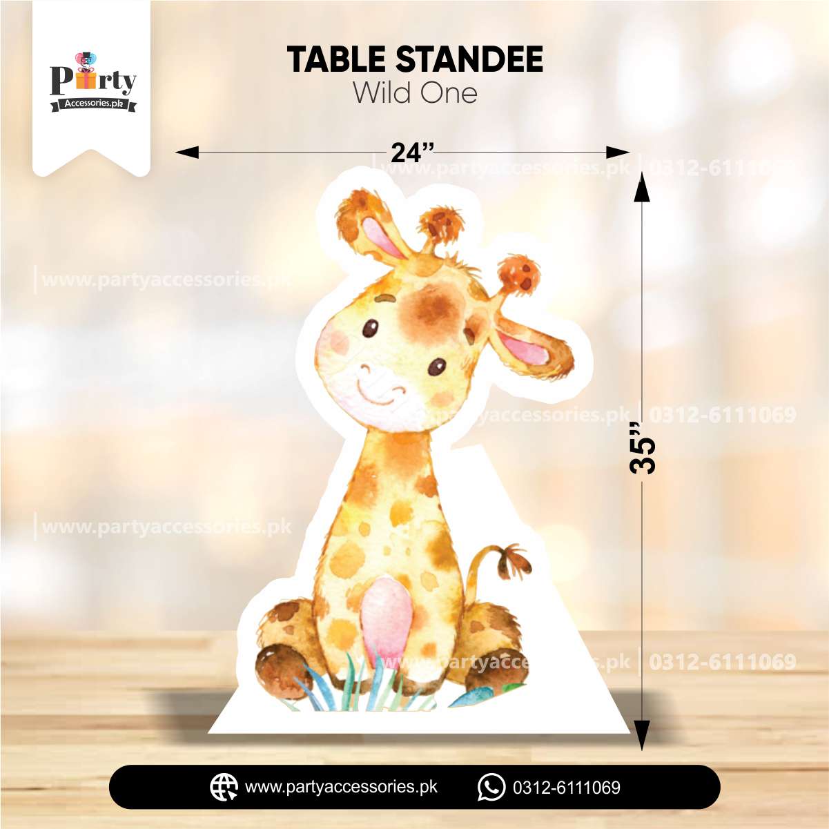 Giraffe Shape Standing Character Cutouts for Birthday Party Decoration in Wild One Theme 