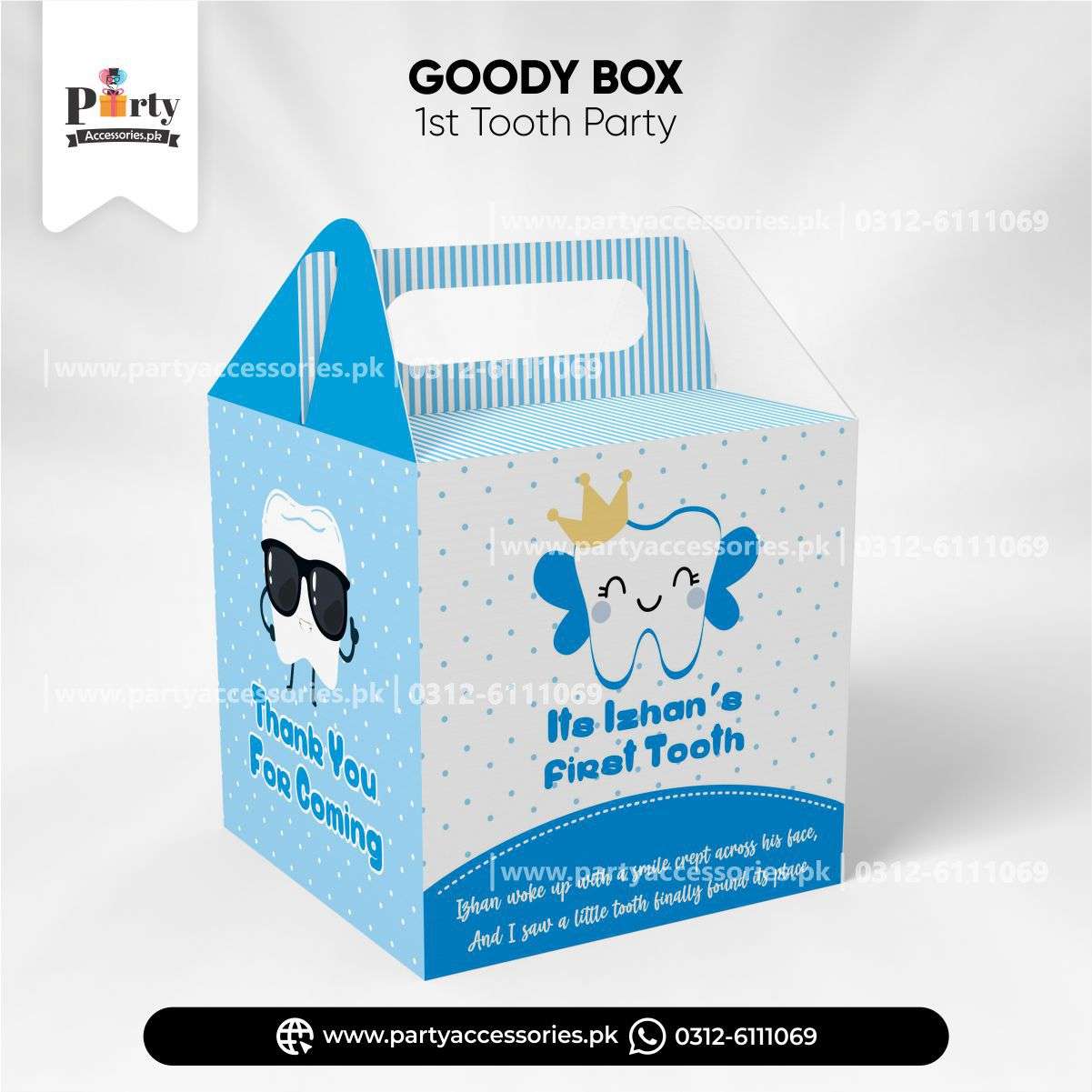 First tooth party Customized Favor / Goody Boxes for boy | Pack of 6