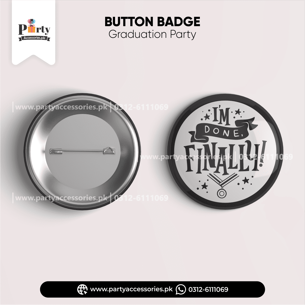 Graduation party customized button badge