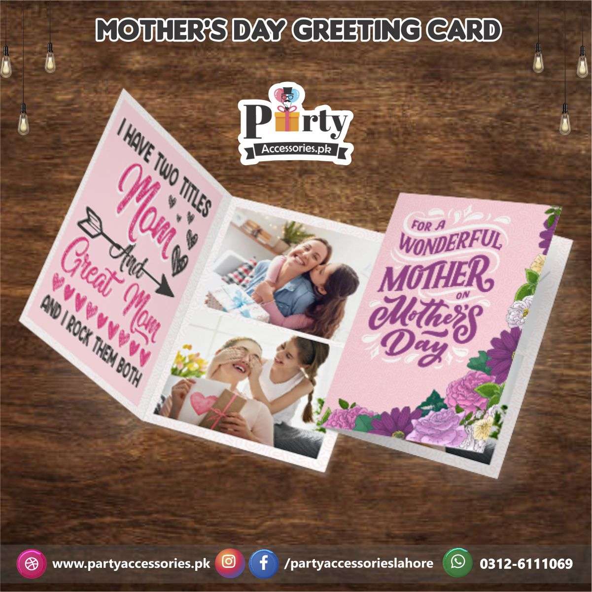 Mother's Day Celebration Customized  Greeting card in elegant Pink floral design