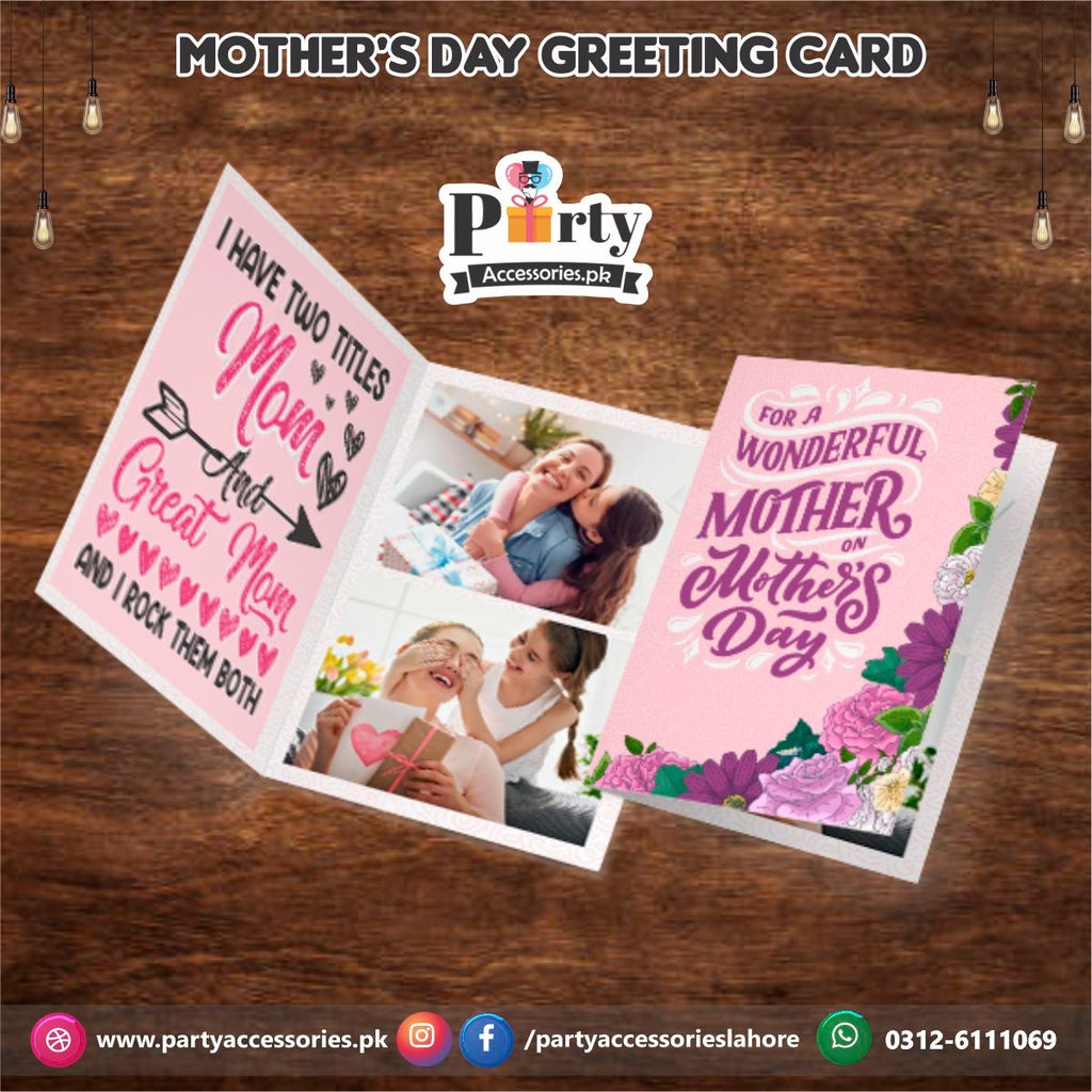 Mother's Day Celebration Customized  Greeting card in elegant Pink floral design