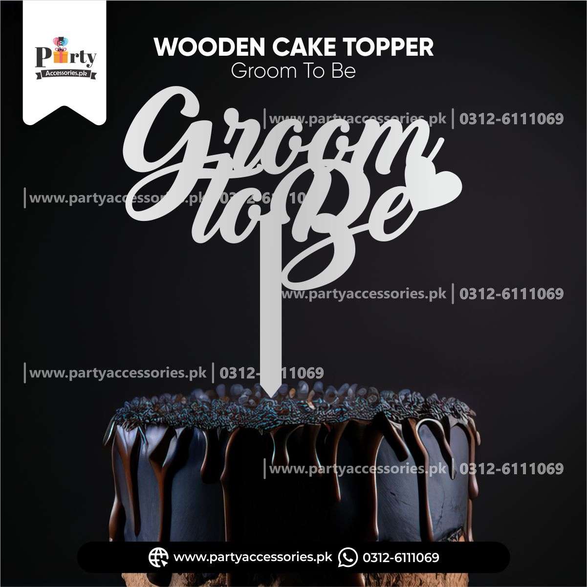 groom to be cake topper silver