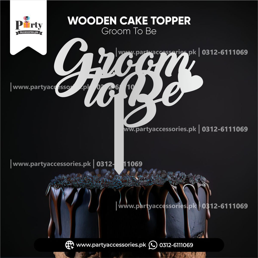 groom to be cake topper silver