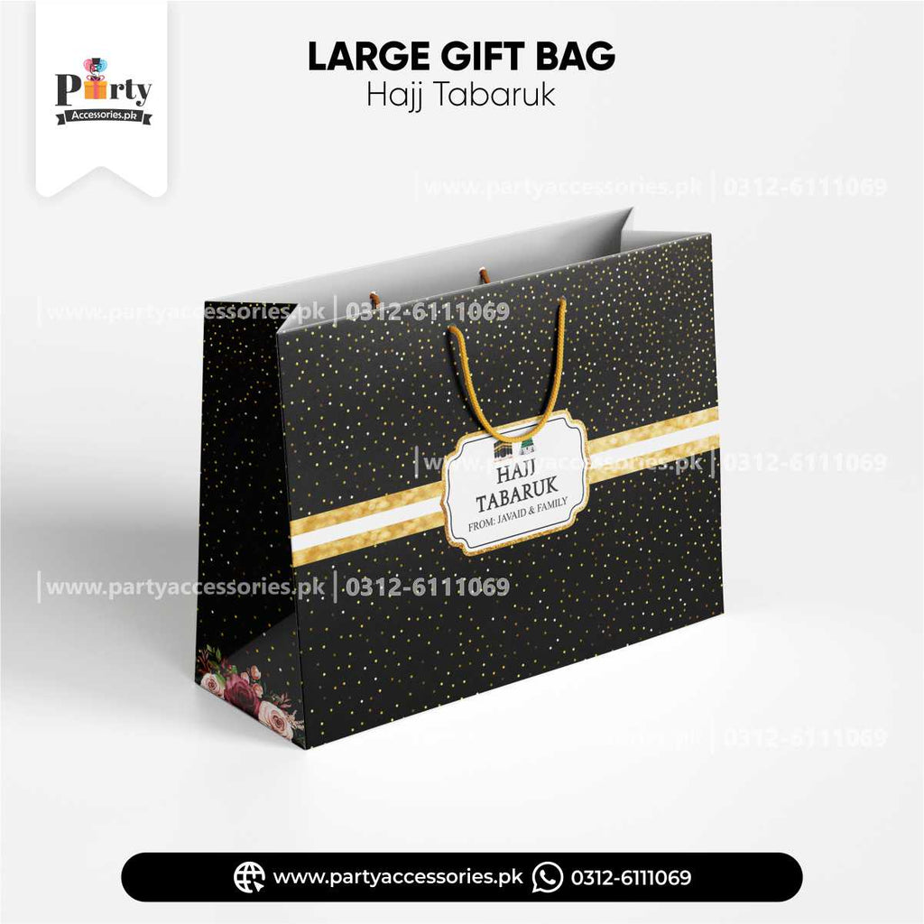 Personalized Hajj Mubarak Gift Bag: Customized with Your Name to Carry Jae Namaz and other items | pack of 6