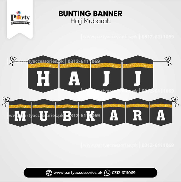 hajj mubarak customized bunting banner for hajj decorations in kabba shape 