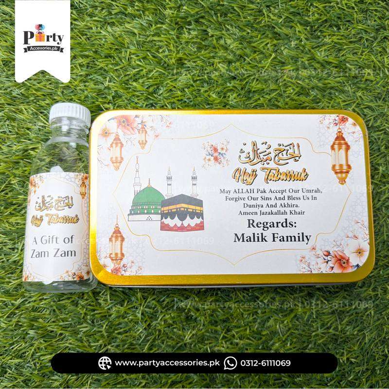 Hajj Tabaruk Distribution Tin Boxes for Giveaway