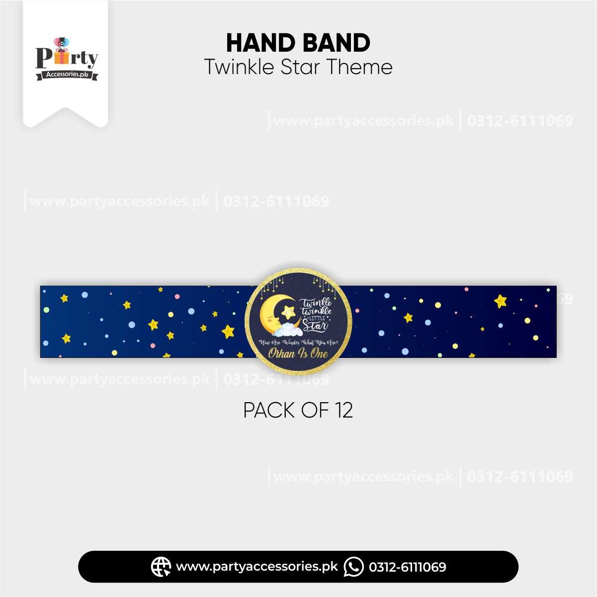TWINKLE STAR THEME CUSTOMIZED HAND BANDS FOR KIDS BIRTHDAY PARTY 