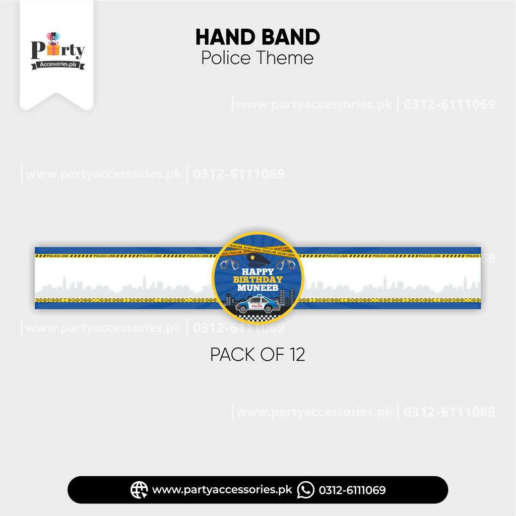 POLICEMAN THEME CUSTOMIZED BIRTHDAY WRIST BAND