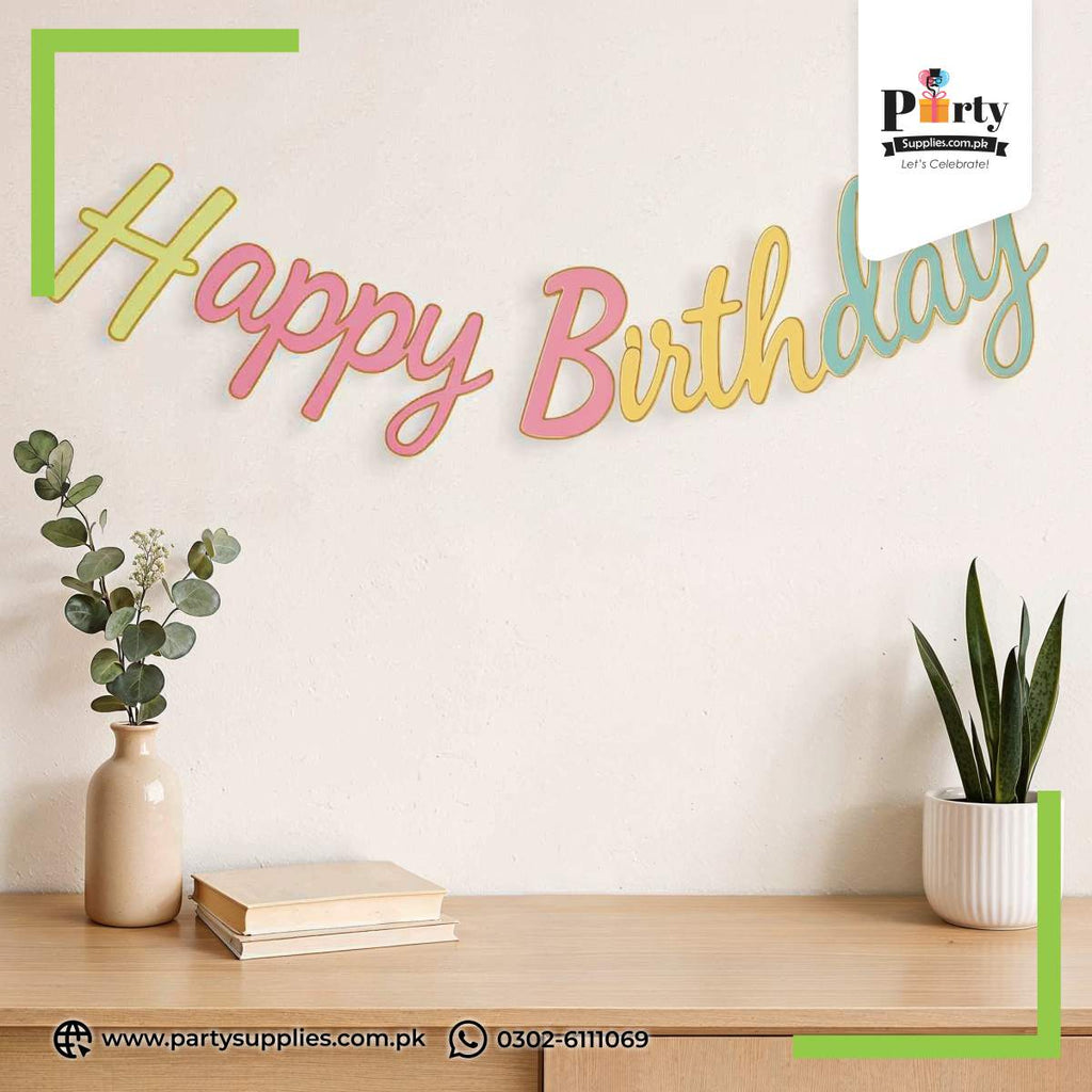 Happy birthday bunting banner cutout foil card garland hanging banner for Birthday