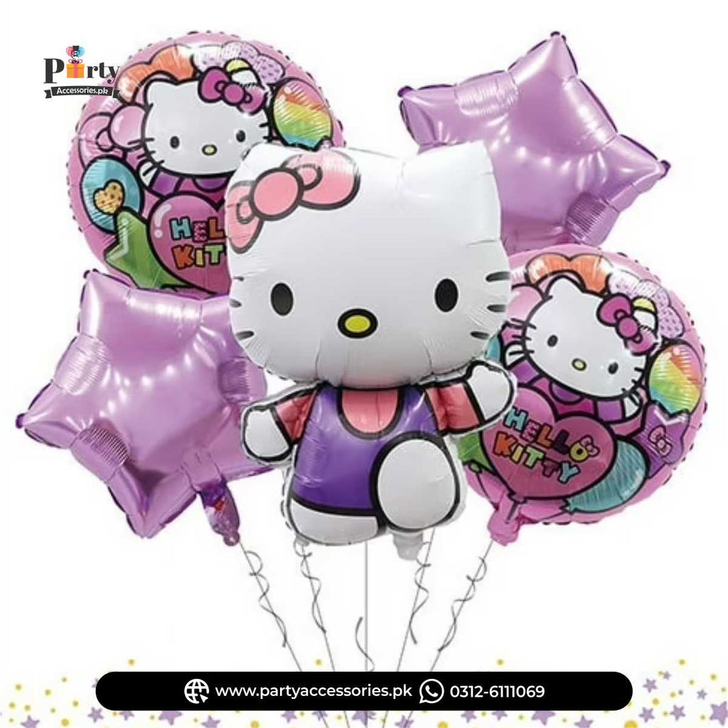 Hello Kitty Theme Birthday Exclusive Foil Balloons Set of 5 pcs