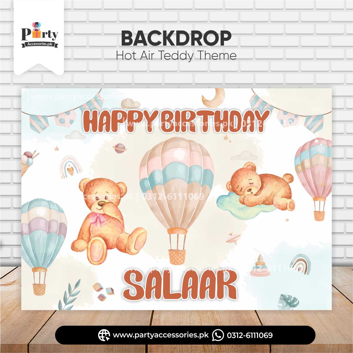 Customized Hot Air Balloon Theme Birthday Party Backdrop