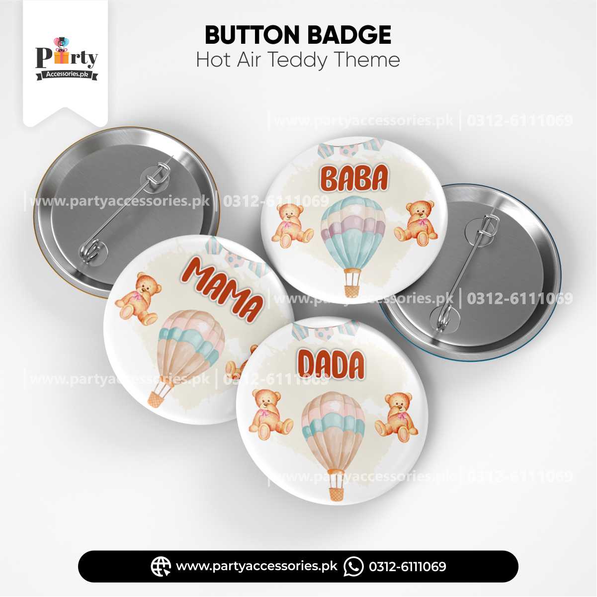 Hot Air Balloon Theme Customized Button Badges for Birthday Party Decoration
