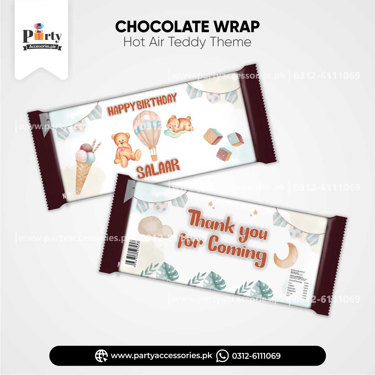 Hot Air Balloon Theme Customized Chocolate Wraps for Decoration