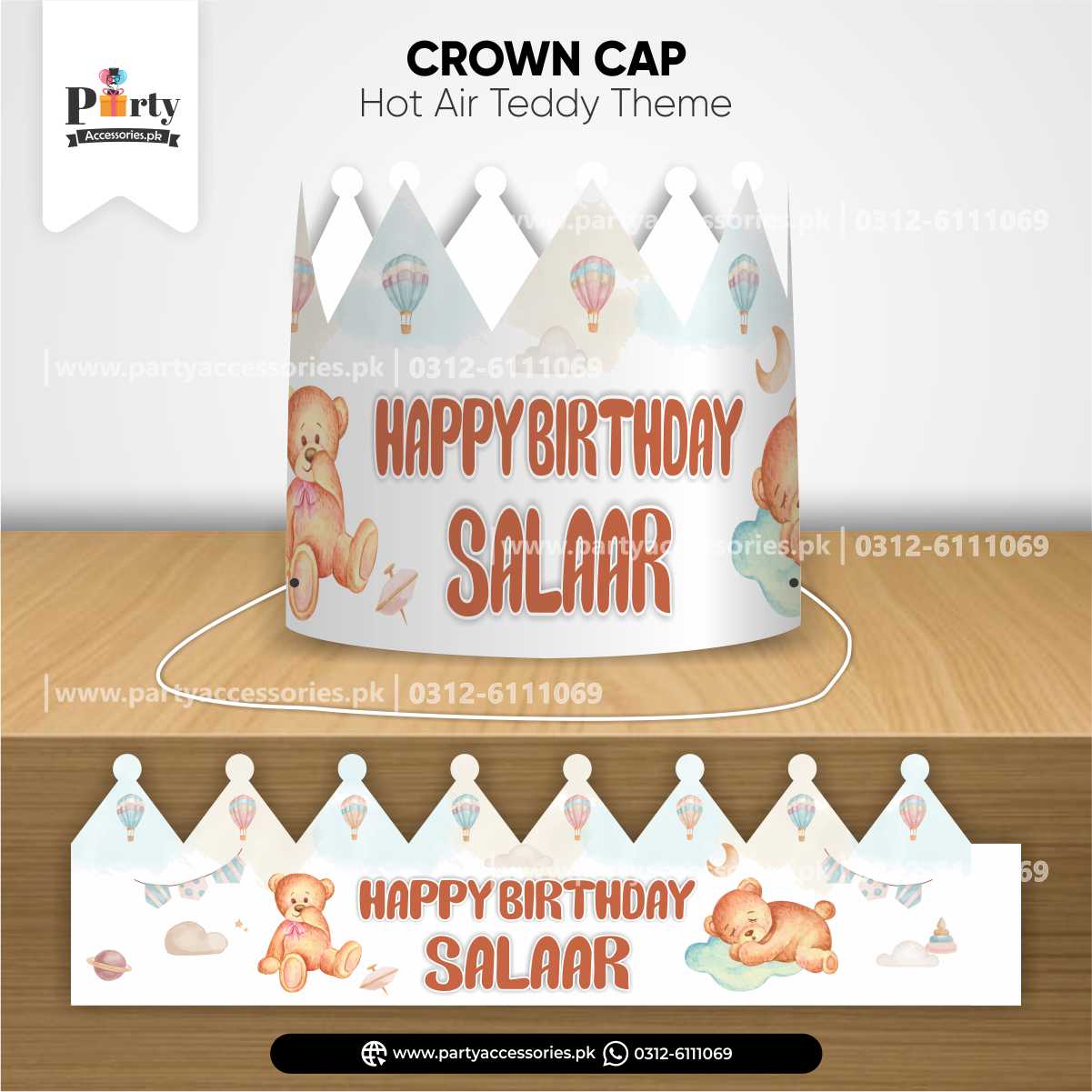 Hot Air Balloon theme Crown cap for birthday party celebration