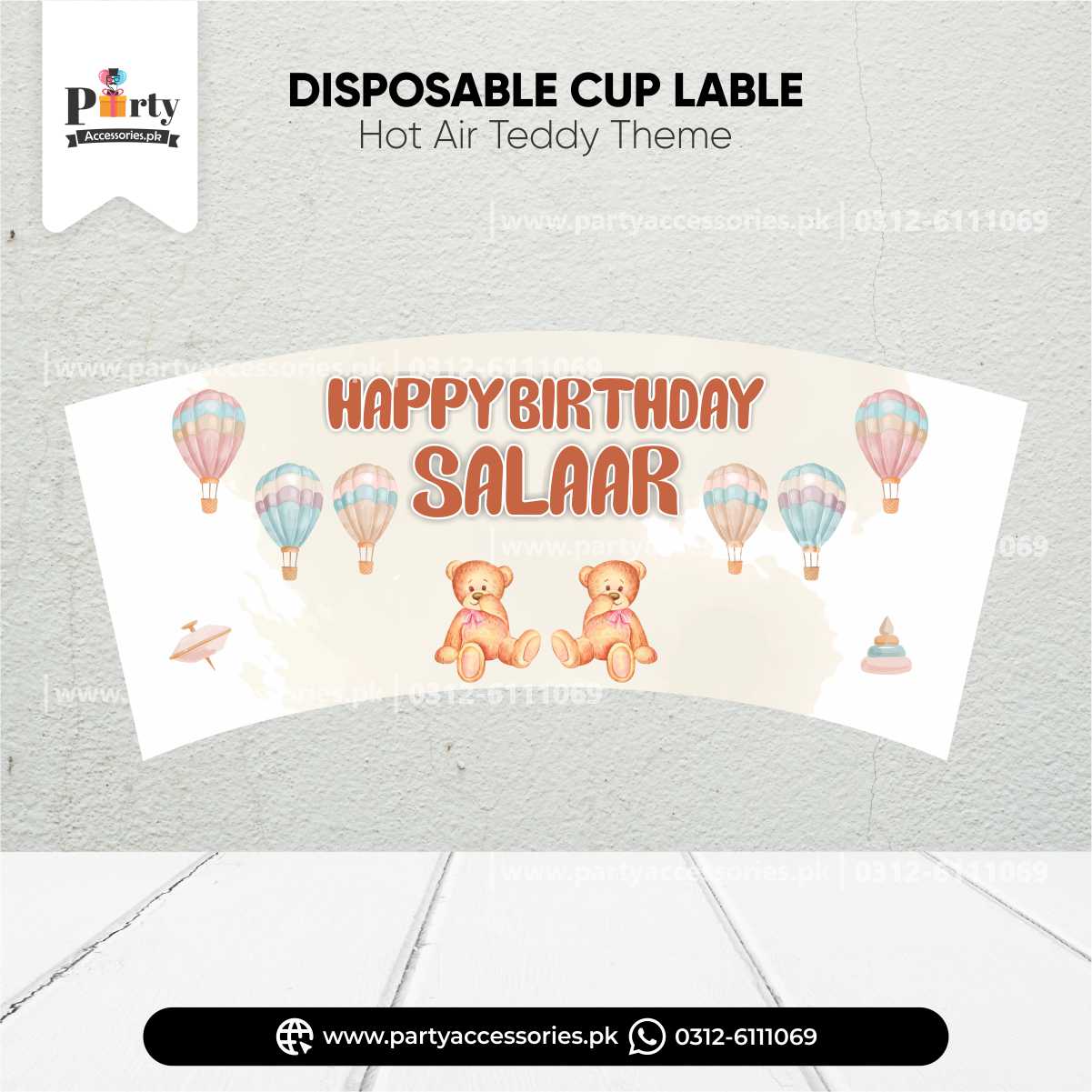 Hot Air Balloon Theme Disposable Cups Customized Labels