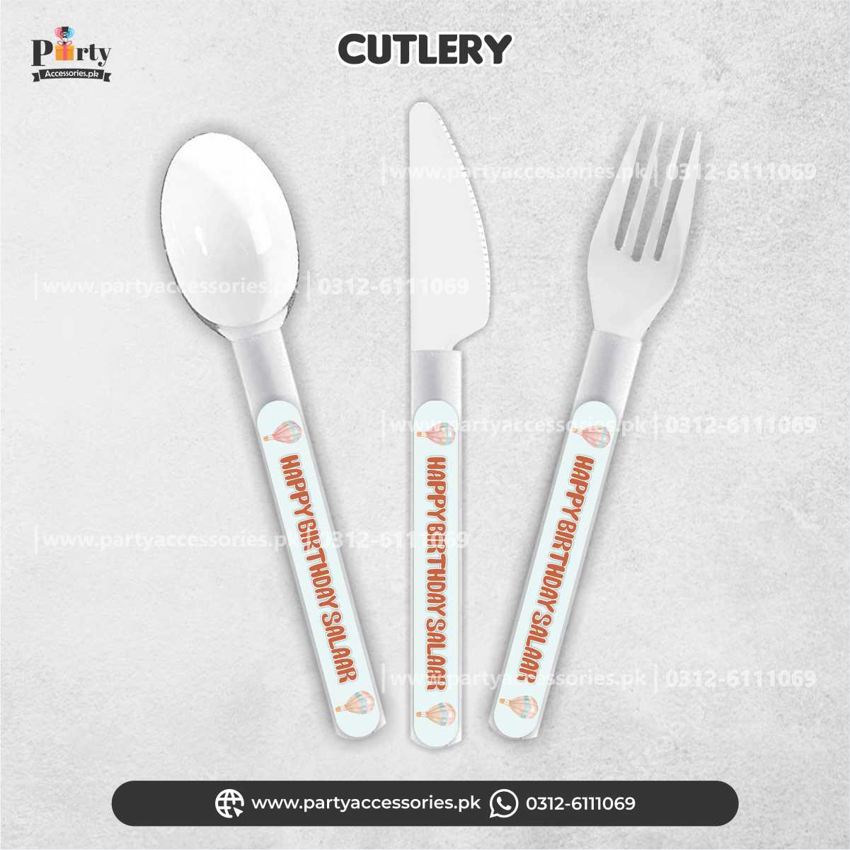 Hot Air Balloon Theme Customized Disposable Cutlery for Party Table Decoration