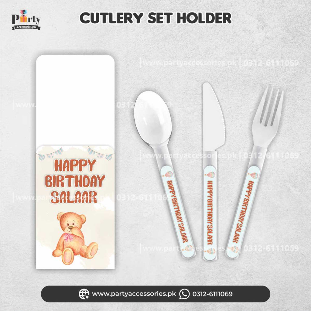 Hot Air Balloon Theme Customized Disposable Cutlery Set for Birthday Table Decoration
