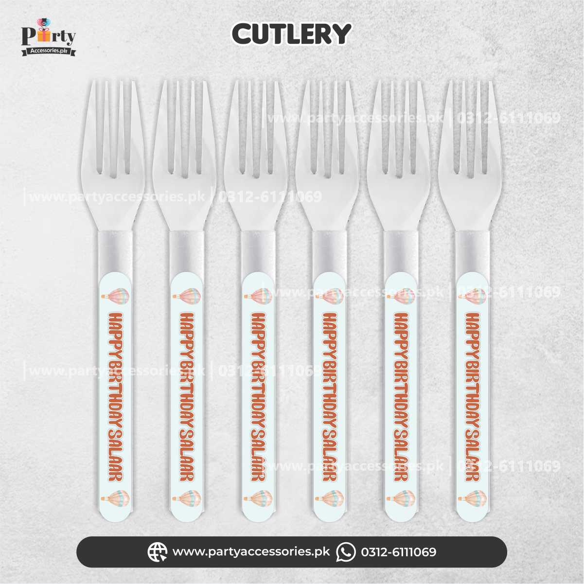 Hot Air Balloon Theme Customized Disposable Forks for Party Table Decoration 