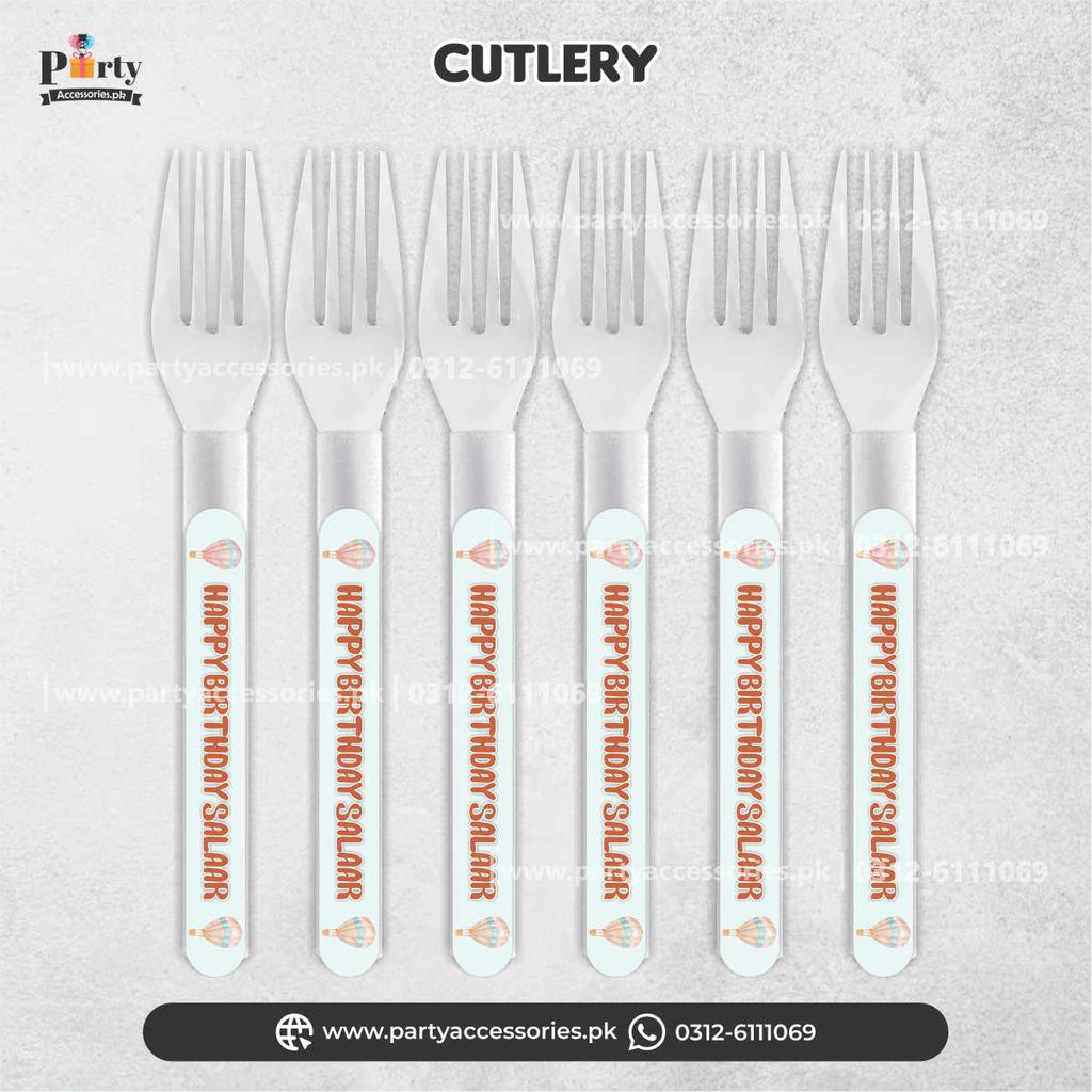 Hot Air Balloon Theme Customized Disposable Forks for Party Table Decoration 