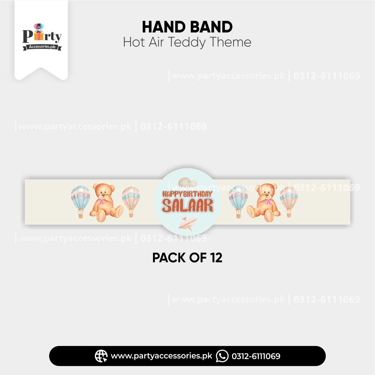 Hot Air Balloon Theme Customized Hand / Wrist Band for Birthday Party Celebrations