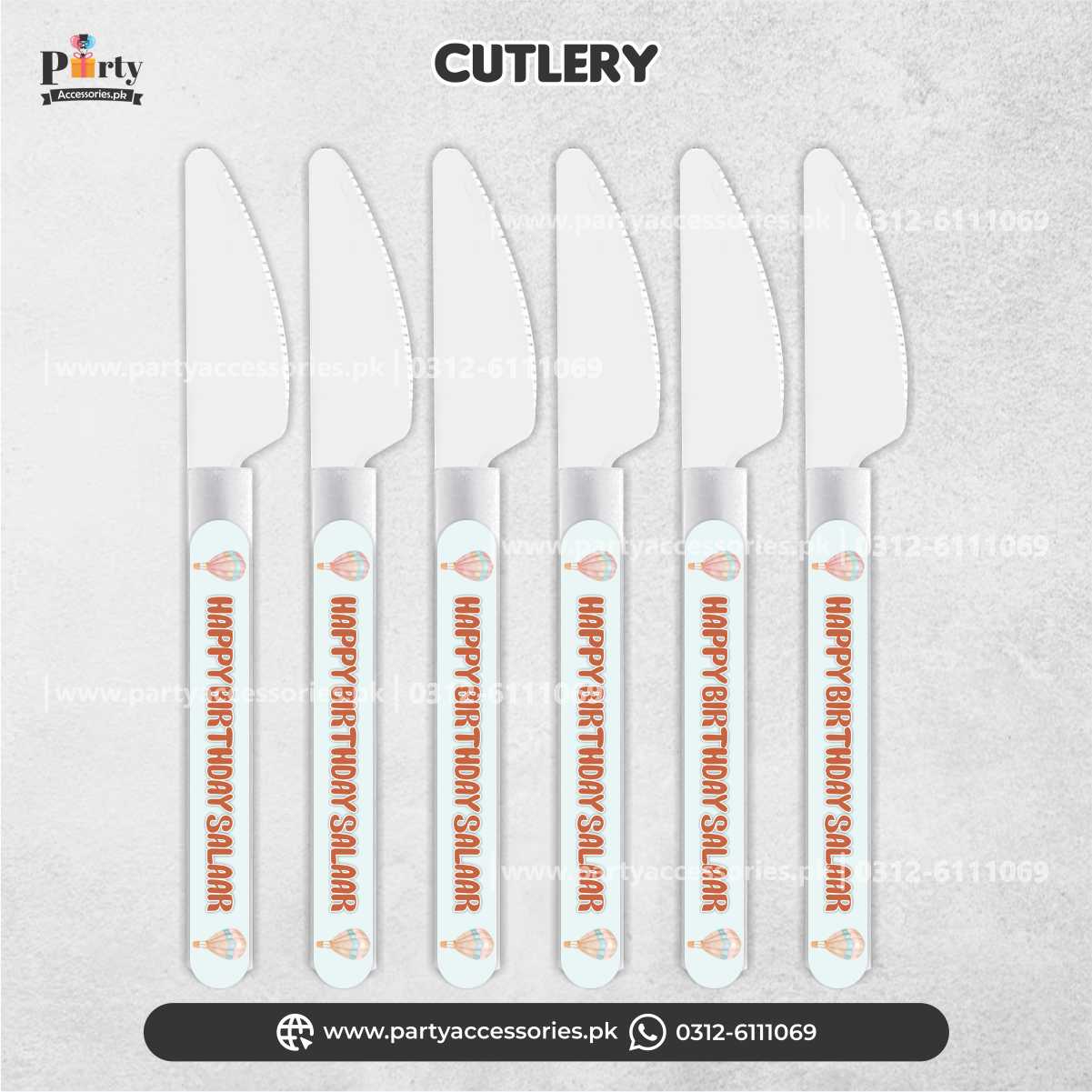 Hot Air Balloon Theme Customized Disposable Knifes for Party Dinner Decoration 