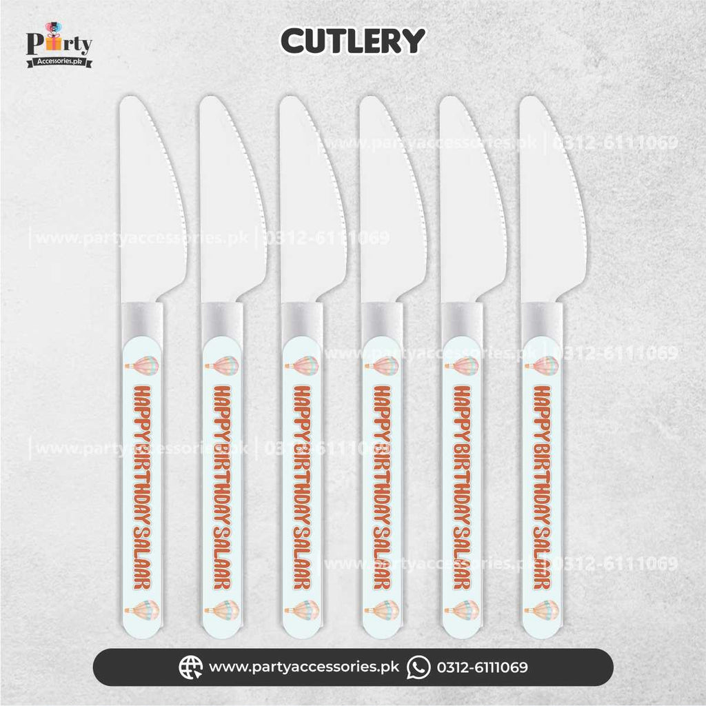Hot Air Balloon Theme Customized Disposable Knifes for Party Dinner Decoration 