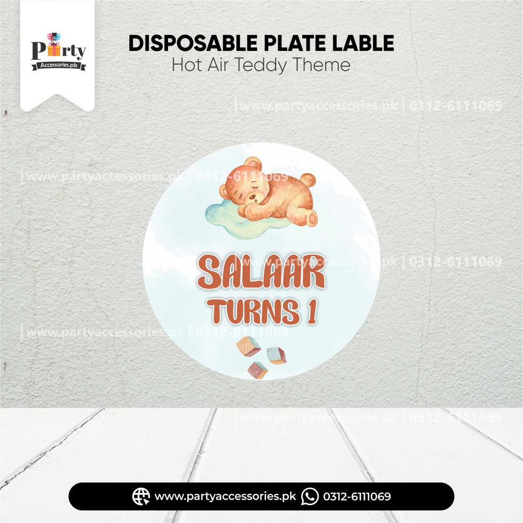 Hot Air Balloon Theme Disposable Plates Custom Labels