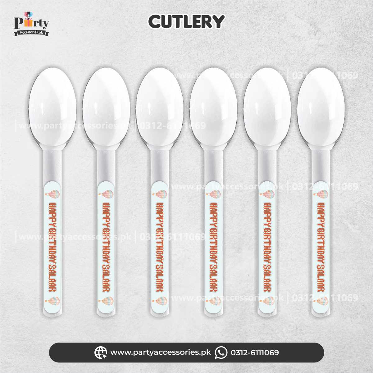Hot Air Balloon Theme Customized Disposable Spoons for Party Decoration