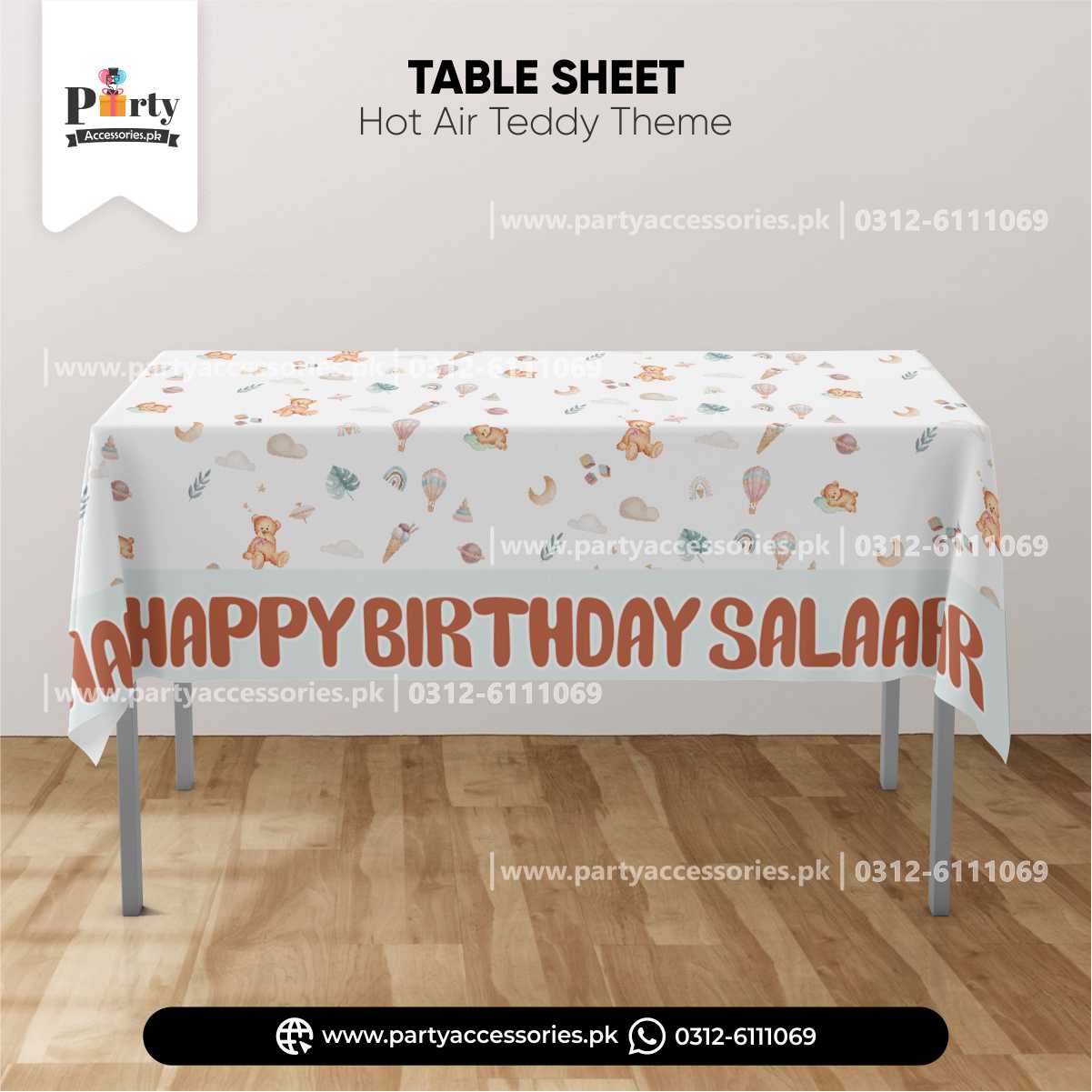 Hot Air Balloon Theme Customized Birthday Table Top Sheet for Table Decoration