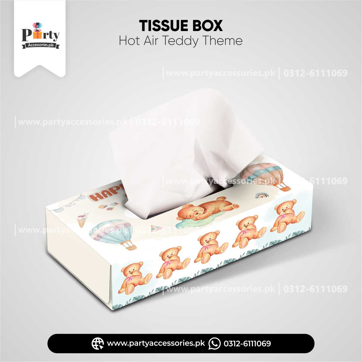 Hot Air Balloon Theme Customized Tissue Box Cover for Birthday Party Table Decoration