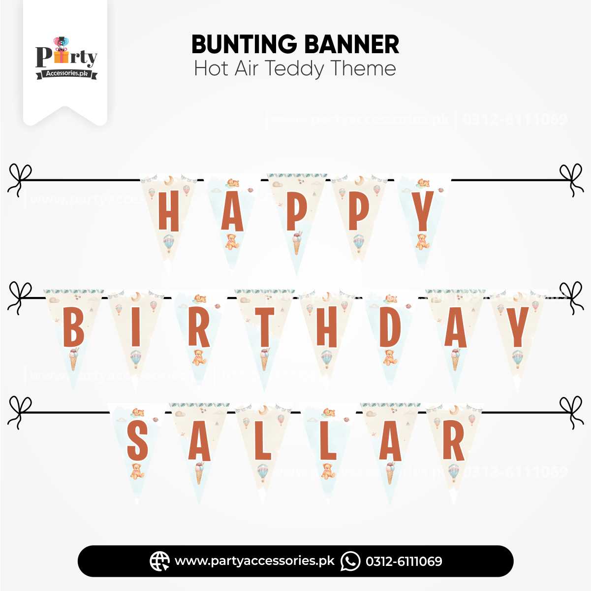 Hot Air Balloon Theme Customized V-Shaped Bunting Banner for Birthday Wall Decoration