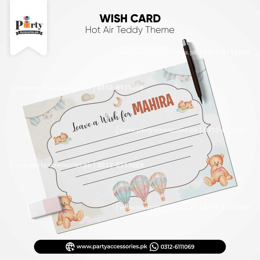 Hot Air Balloon Theme Customized Wish Cards for Birthday Party Decoration