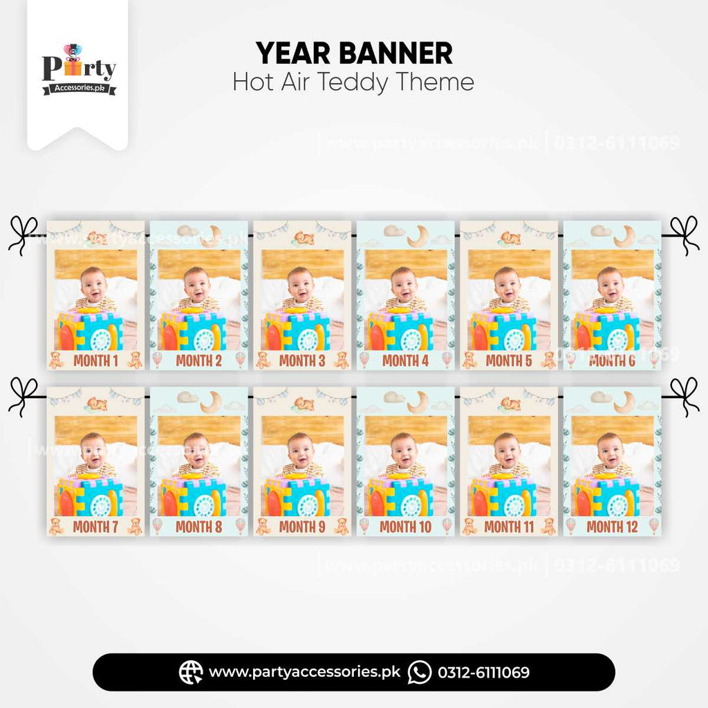 Hot Air Balloon Theme Customized Month Wise Year Picture Banner for Wall Decoration