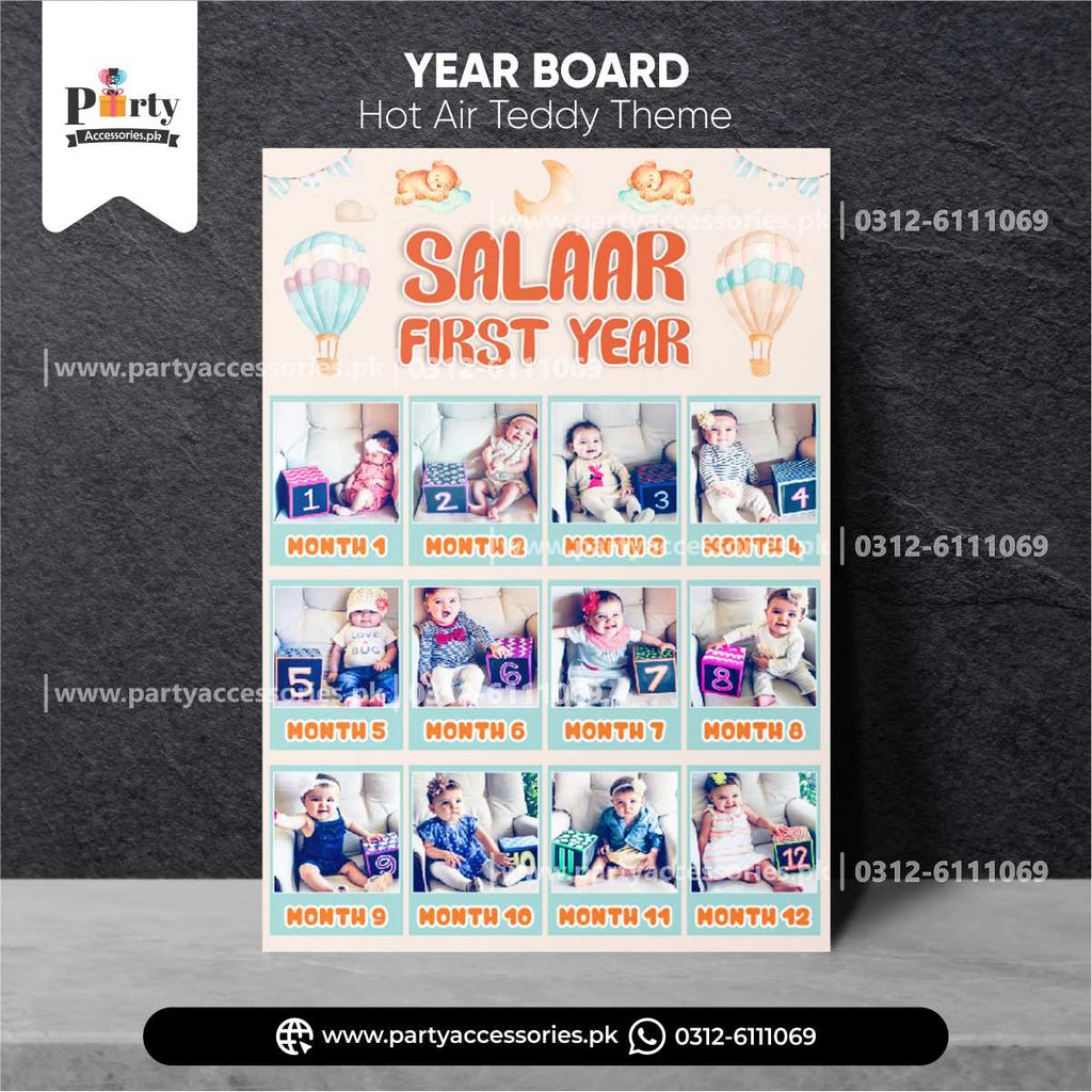 Hot Air Balloon Theme Customized Month Wise Year Picture Board for Decoration