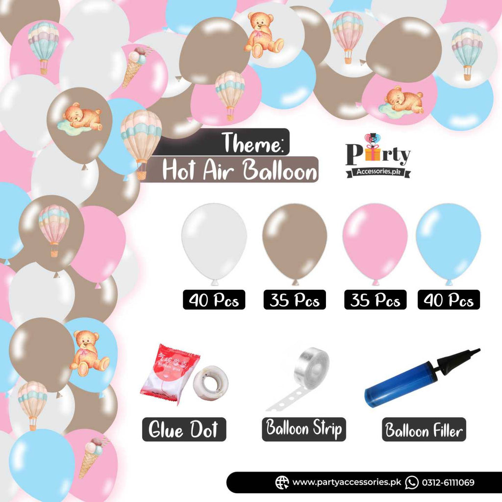 Hot Air balloon colors theme balloons arch kit with stickers for birthday party decoration