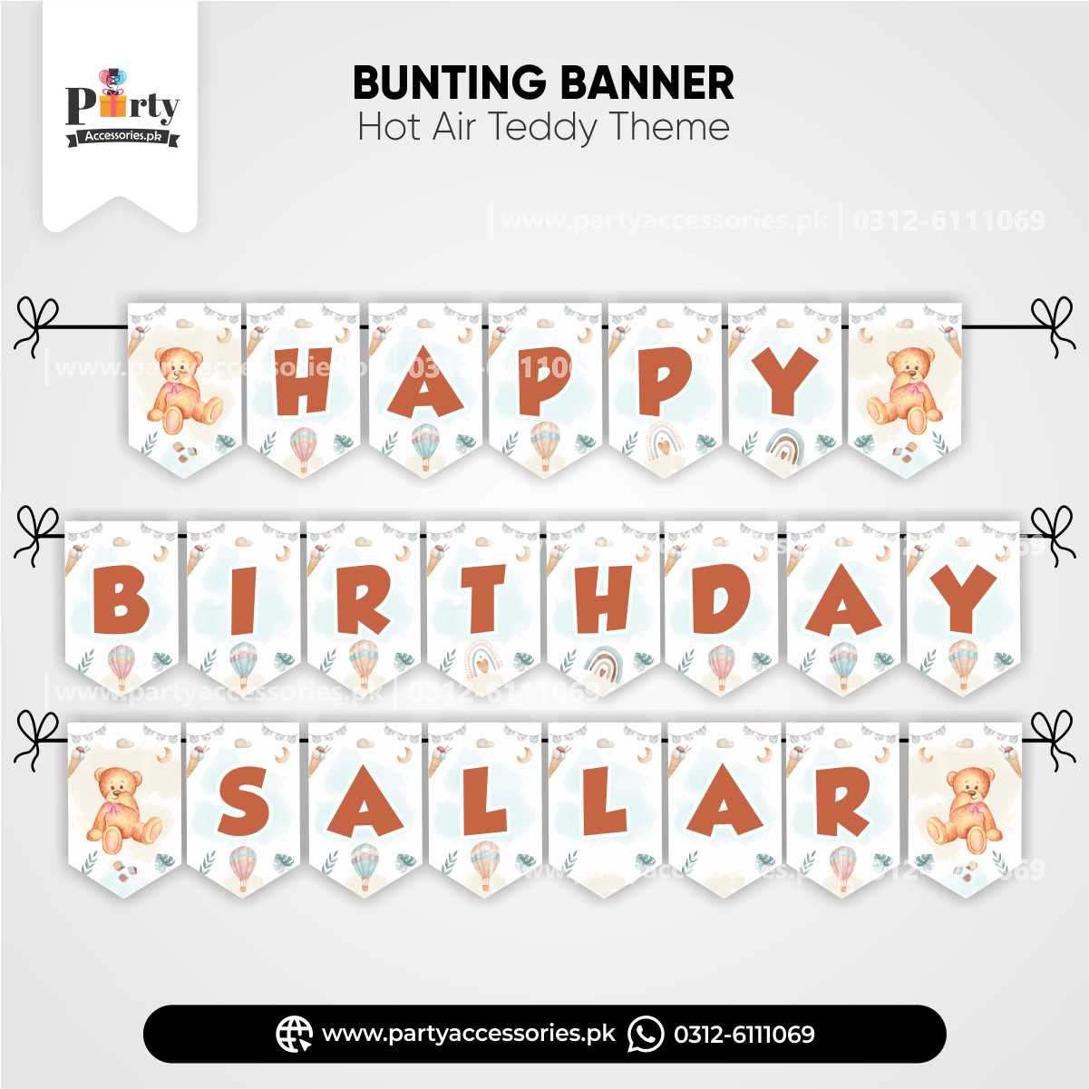 Hot Air Balloon Theme Customized Birthday Bunting Banner for Decoration