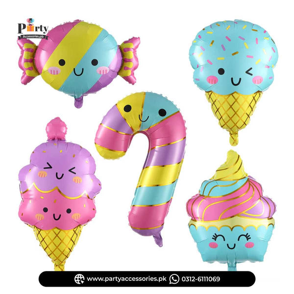 Ice Cream Shape Exclusive Birthday Party Foil Balloon Set of 5 pcs