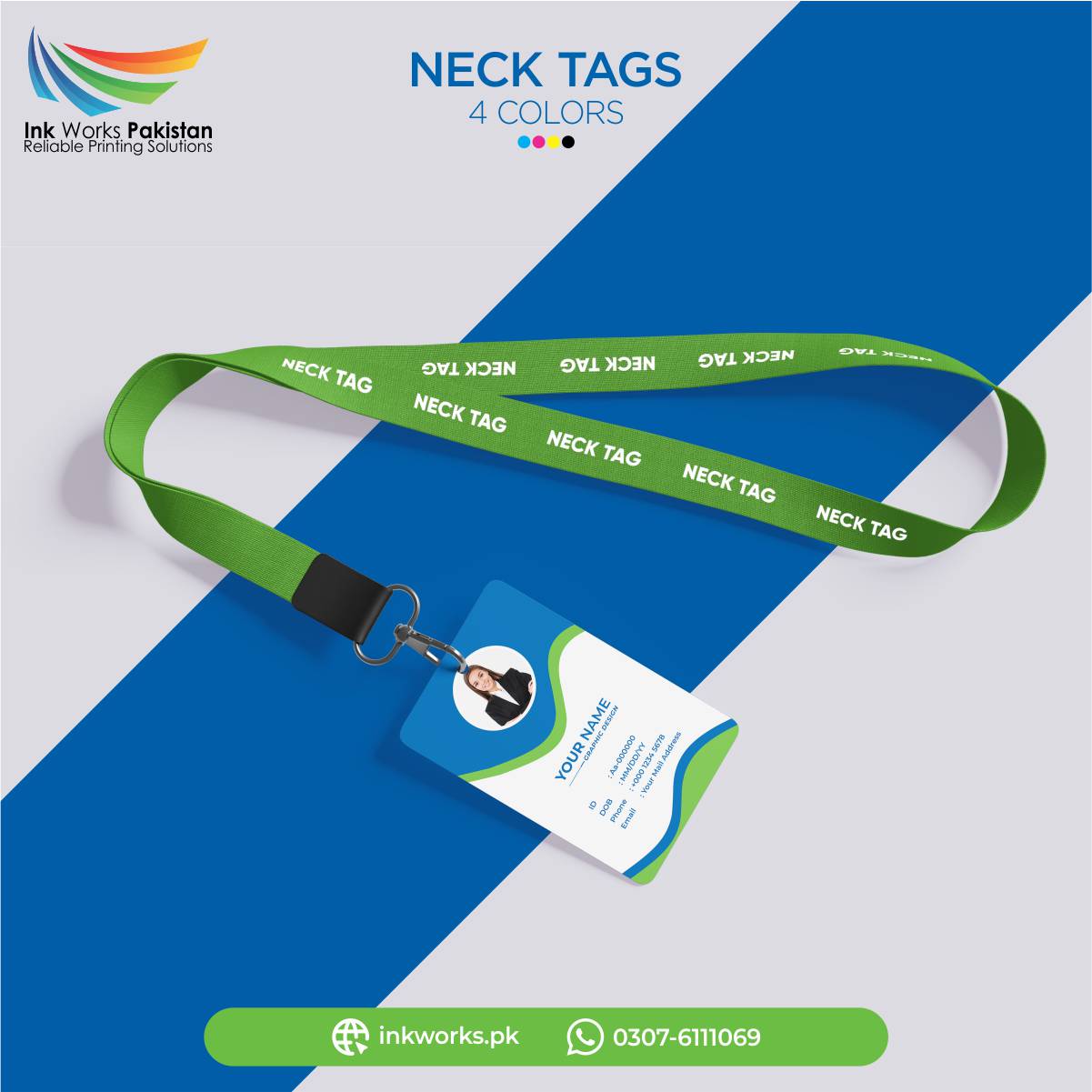 Customized Neck Tags | Lanyard ID Cards with Holders | Personalized ID Badges | InkWorks Pakistan