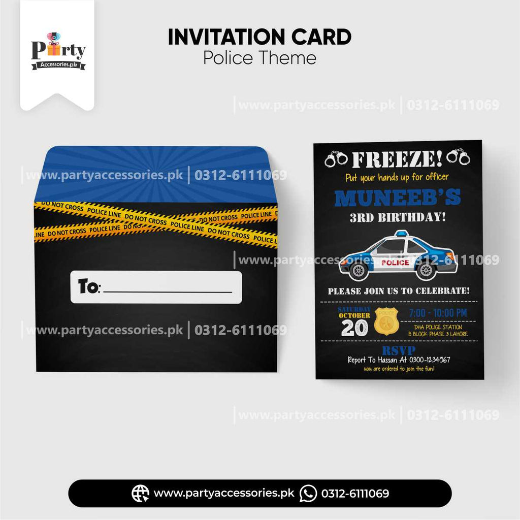 invitation cards in policeman theme 