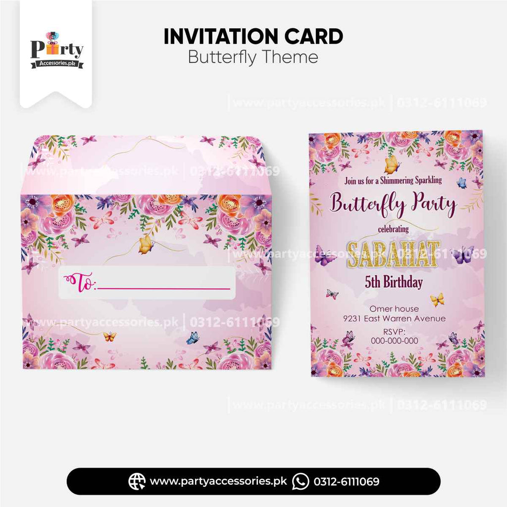 Customized Butterfly Theme Invitation Cards