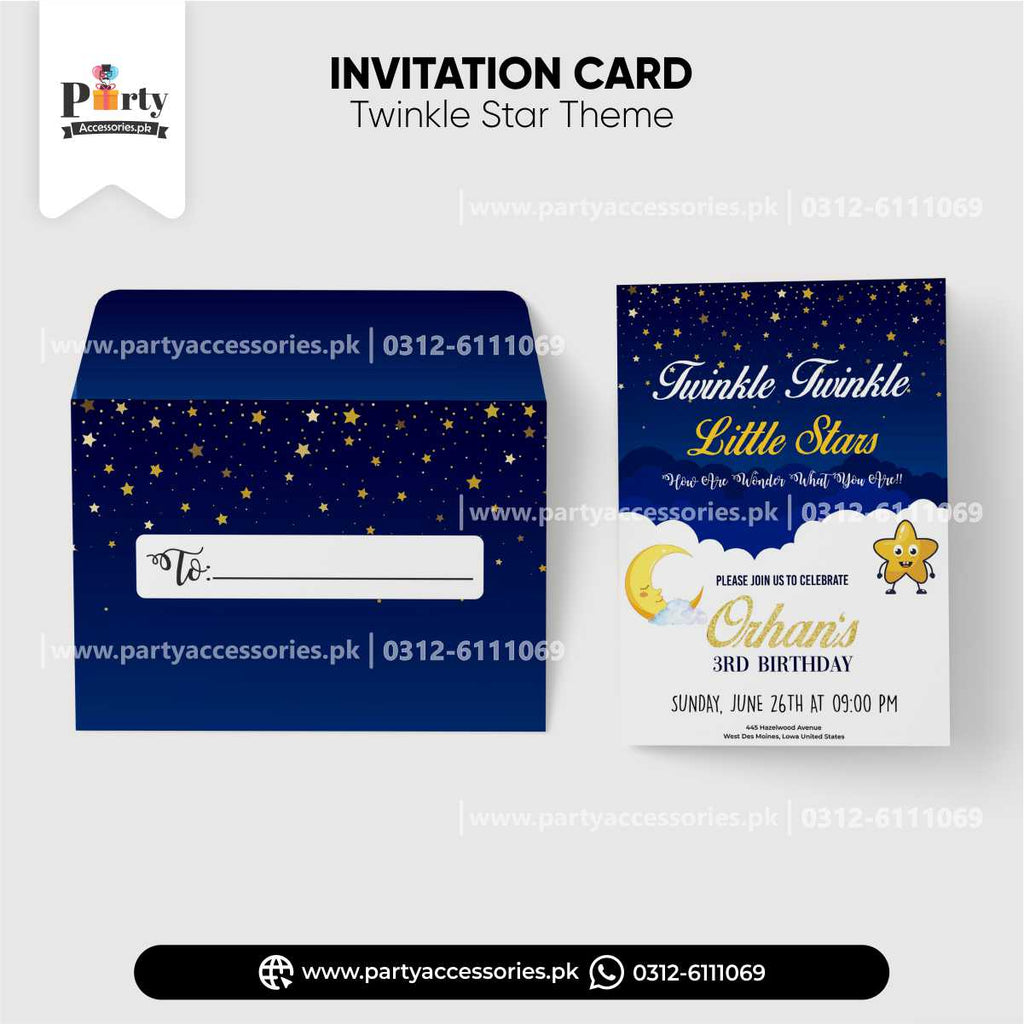 Customized invitation cards for twinkle star birthday party 