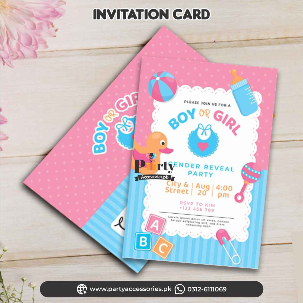 Gender reveal invites Customized with your details (6pcs)